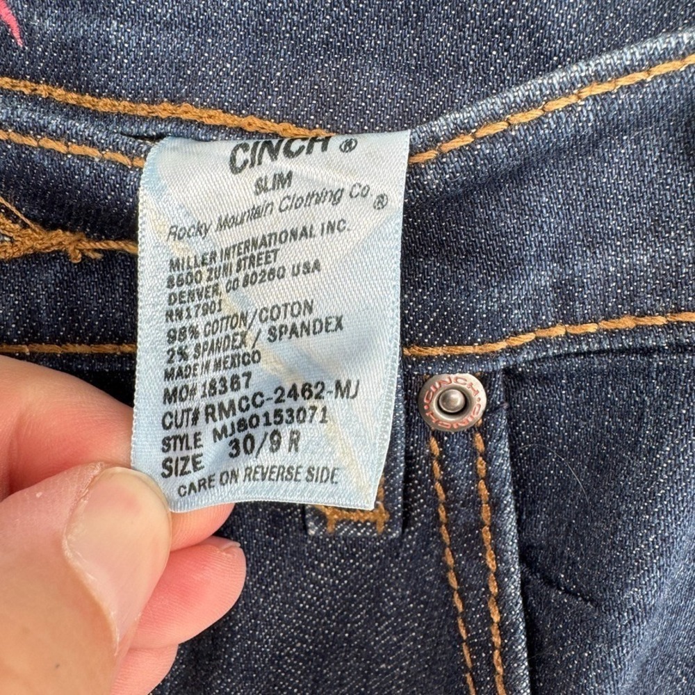 Cinch Jeans Womens Sz 30/9 R (32x32) Blue Jenna Slim Straight Leg Western Denim - Picture 7 of 13